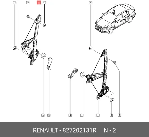 Стеклоподъемник  RENAULT 827202131R
