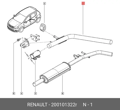 200101322R ТРУБА ВЫХЛ СИСТ(МЕТ) RENAULT