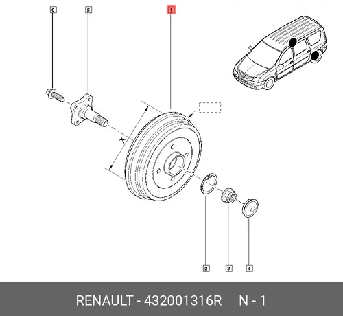 Тормозной барабан RENAULT 432001316R