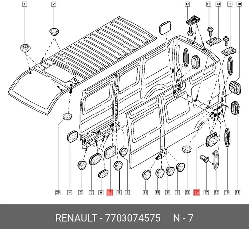 заглушка кузова!\ Renault 7703074575