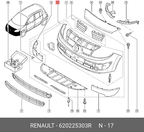 БАМПЕР ПЕРЕДНИЙ 620225303R RENAULT
