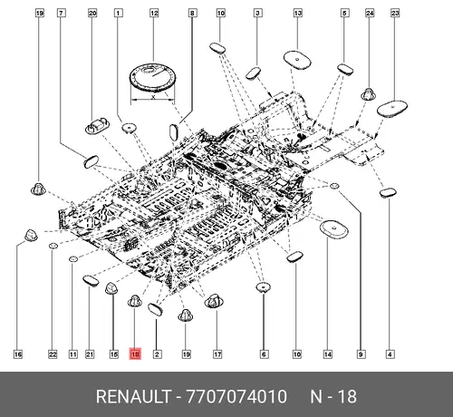 заглушка кузова!\ Renault 7707074010