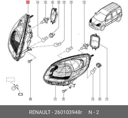 Фара RENAULT 260103948R