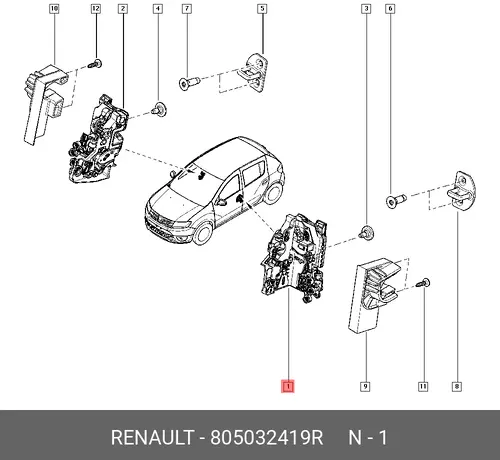  ЗАМОК ДВЕРИ ПЕР. ЛЕВ. (ЭЛЕКТРИЧ) 805032419R RENAULT