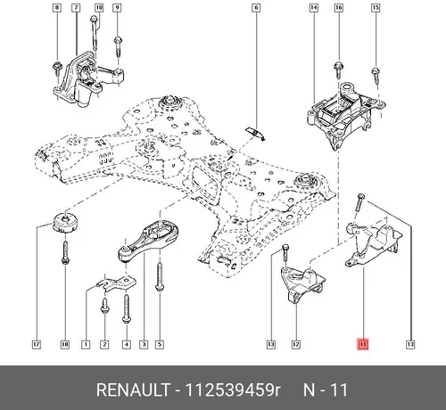 112539459R КРОНШТЕЙН ОПОРЫ КПП (МЕТ) (ORG) RENAULT
