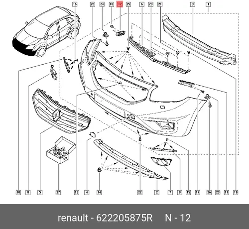  622205875R КРОНШТЕЙН RENAULT
