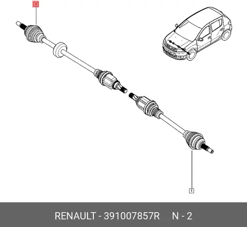 ПРИВОД ПЕРЕДНИЙ ПРАВ. 391007857R RENAULT