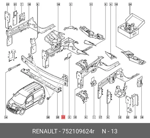 Усилитель бампера RENAULT 752109624R