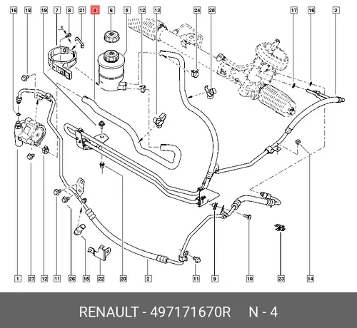 Шланг ГУР RENAULT 497171670R