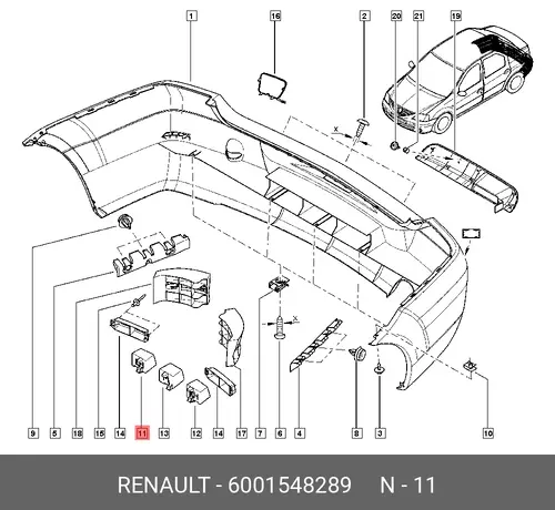 Абсорбер-усилитель бампера RENAULT 6001548289