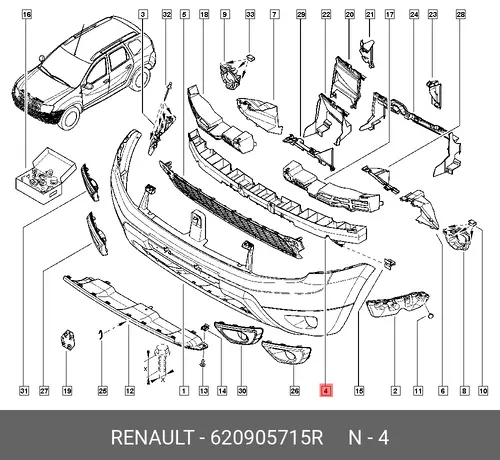 Усилитель бампера RENAULT 620905715R
