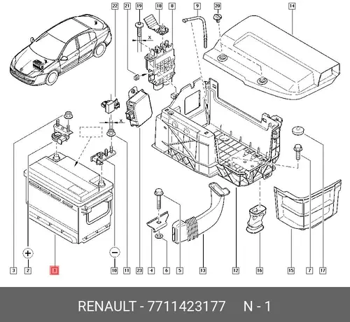 Аккумулятор RENAULT 7711423177