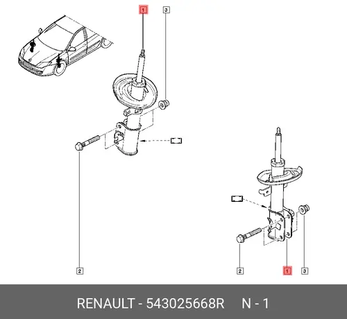 АММОРТИЗАТОР ПЕР. (МЕТ) 543025668R RENAULT