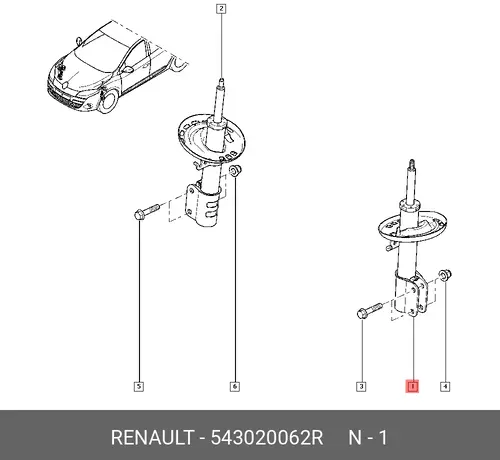 АМОРТИЗАТОР ПЕРЕДНИЙ 543020062R RENAULT