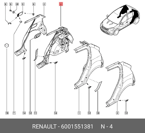 Крыло RENAULT 6001551381