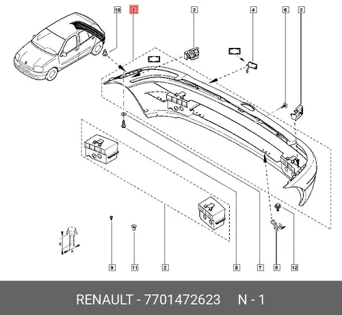 БАМПЕР ЗАД (ПЛАС) 7701472623 RENAULT