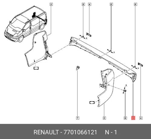 БАМПЕР ЗАДН (ПЛАС) 7701066121 RENAULT