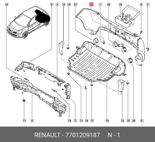 БАМПЕР ЗАДН (ПЛАС) 7701209187 RENAULT