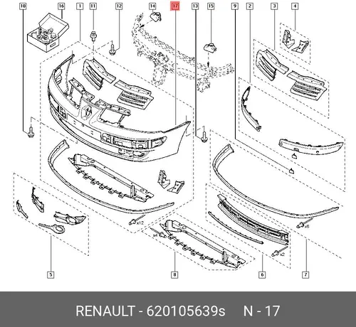  БАМПЕР ПЕР (ПЛАС) 620105639S RENAULT