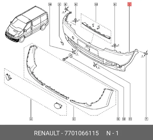 БАМПЕР ПЕР (ПЛАС) 7701066115 RENAULT