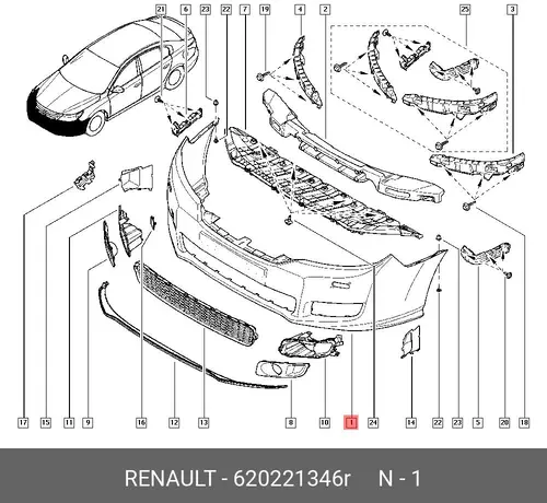  БАМПЕР ПЕР (ПЛАС) 620221346R RENAULT