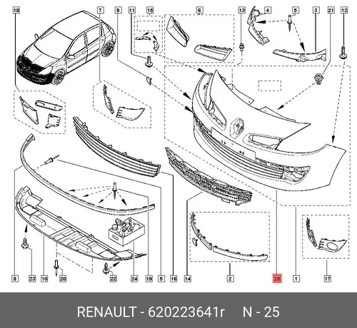 БАМПЕР ПЕР. КЛИО 620223641R RENAULT