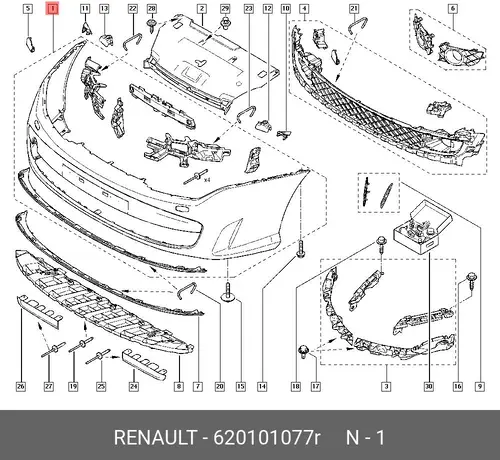  БАМПЕР ПЕР. (ПЛАС) 620101077R RENAULT