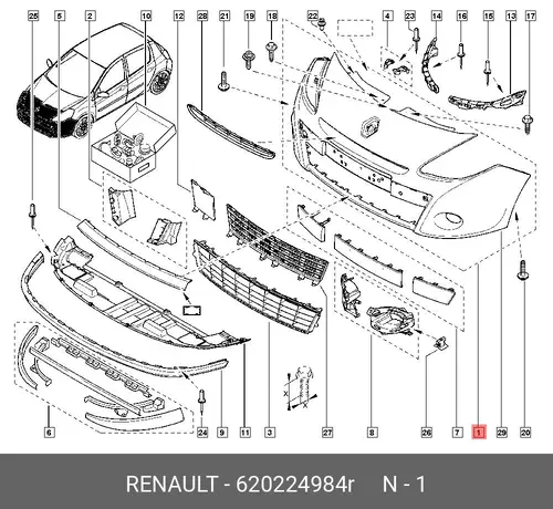 Бампер перед. RENAULT Clio III 620224984 620224984R