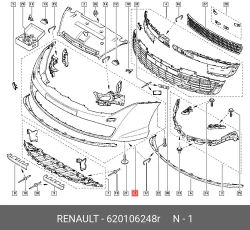  БАМПЕР ПЕР. (ПЛАС) 620106248R RENAULT