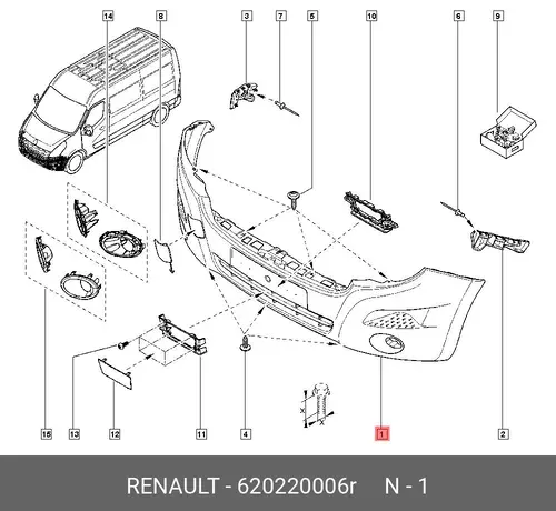 БАМПЕР ПЕРЕДНИЙ 620220006R RENAULT