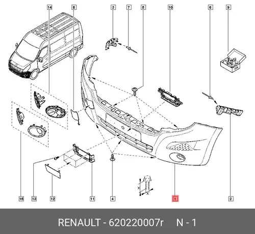Бампер пер. 620220007R RENAULT