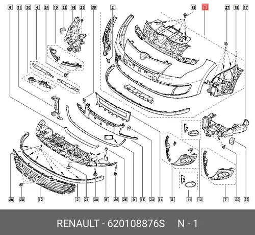  ПЕРЕДНИЙ БАМПЕР (MEGANE 3) 620108876S RENAULT