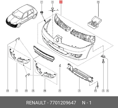 БАМПЕР ПЕР. LB03 2006Г NEW=> 7701209647 RENAULT