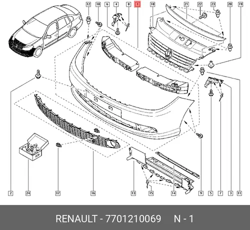 БАМПЕР ПЕР. SYMBOL 2 7701210069 RENAULT