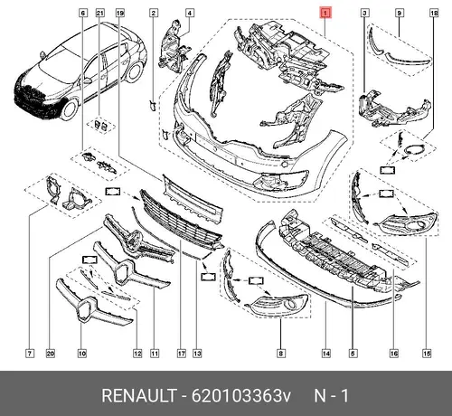  БАМПЕР ПЕРЕДНИЙ 620103363V RENAULT