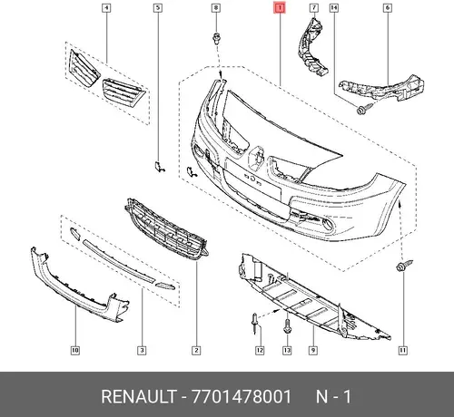 7701478001 Бампер передн RENAULT