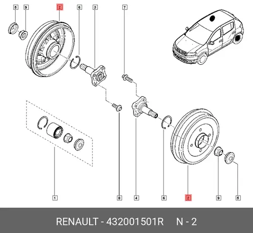 Тормозной барабан RENAULT 432001501R