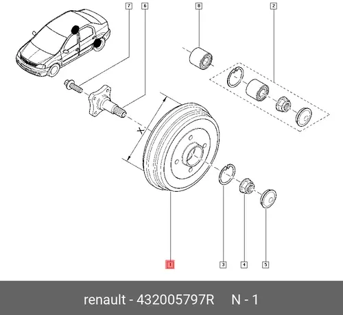 Тормозной барабан RENAULT 432005797R
