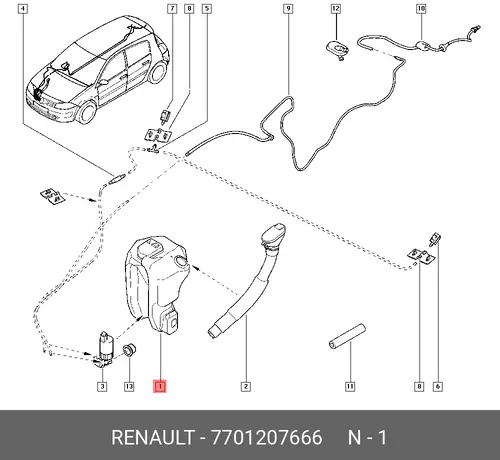 БАЧОК ОМЫВАТЕЛЯ ФАР (ПЛАС) 7701207666 RENAULT