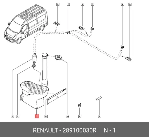 БАЧОК ОМЫВАТЕЛЯ СТЕКЛА (ПЛАС) 289100030R RENAULT