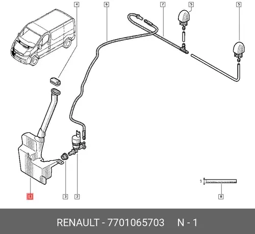  БАЧОК ОМЫВАТЕЛЯ - ПЛАСТИК 7701065703 RENAULT