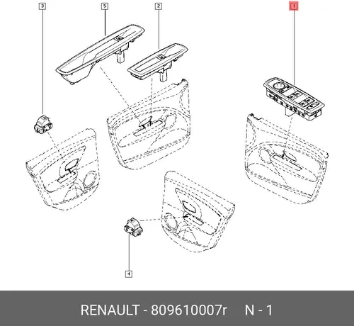 БЛОК КНОПОК СТЕКЛОПОДЪЕМНИКОВ 809610007R RENAULT
