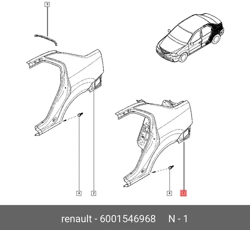 6001546968 Крыло заднее левое RENAULT