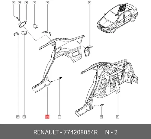 Крыло RENAULT 774208054R