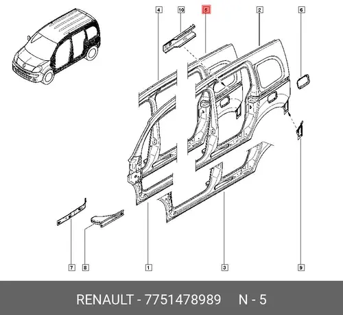 7751478989 БОКОВИНА ЛЕВ RENAULT
