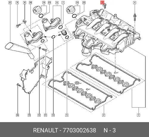  7703002638 БОЛТ M6 КЛАПАННОЙ КРЫШКИ МАСТЕР RENAULT