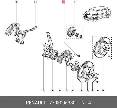 7703006330 БОЛТ M7X1 RENAULT
