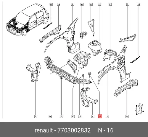 БОЛТ M8X1 7703002832 RENAULT