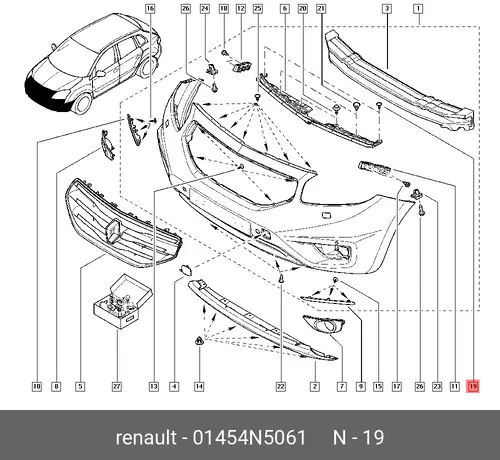 01454N5061 БОЛТ М6 RENAULT