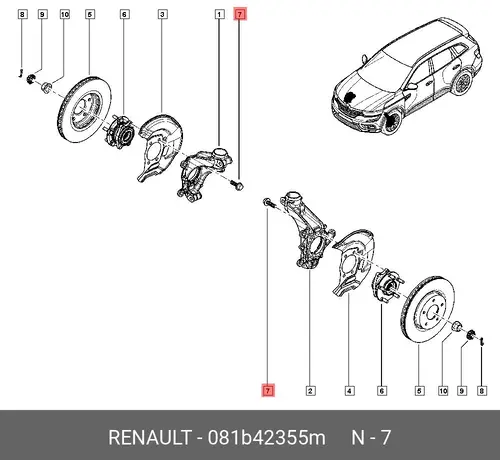 Болт М10 RENAULT 081B42355M